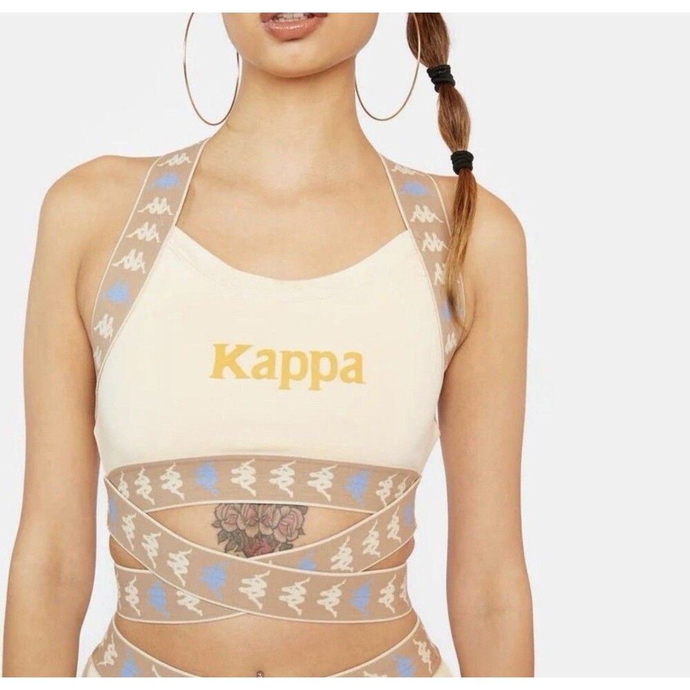 Kappa Womens 222 Banda Ivohibe Bra Top Blue and Cream Size Small Women - Picture 3 of 8